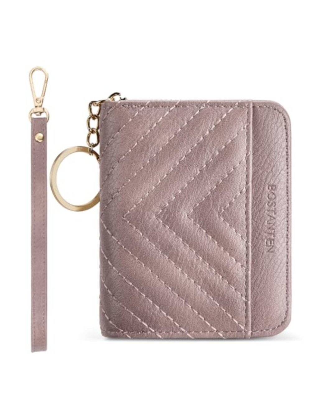 Vegan Leather RFID Blocking Credit Card Holder Keychain Wallet Wristlet
